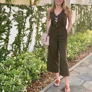Hunter Green Summer Linen Jumpsuit